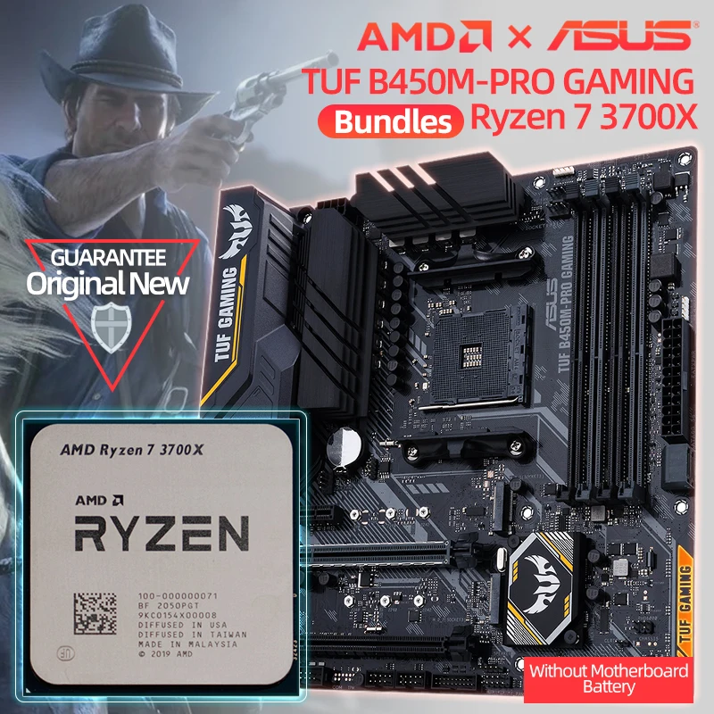 

AMD New Ryzen 7 3700X R7 3700X CPU + Asus TUF B450M PRO GAMING Motherboard Set Socket AM4 Kit Processor Mining 128GB Motherboard