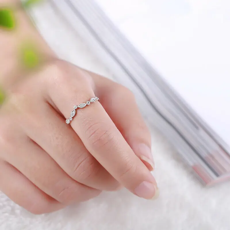 

Shruno 1/10CT Natural Diamonds Ring Solid 14K White Gold Pave Diamonds Wedding Ring Women Trendy Simple Fine Jewelry Ring Gift