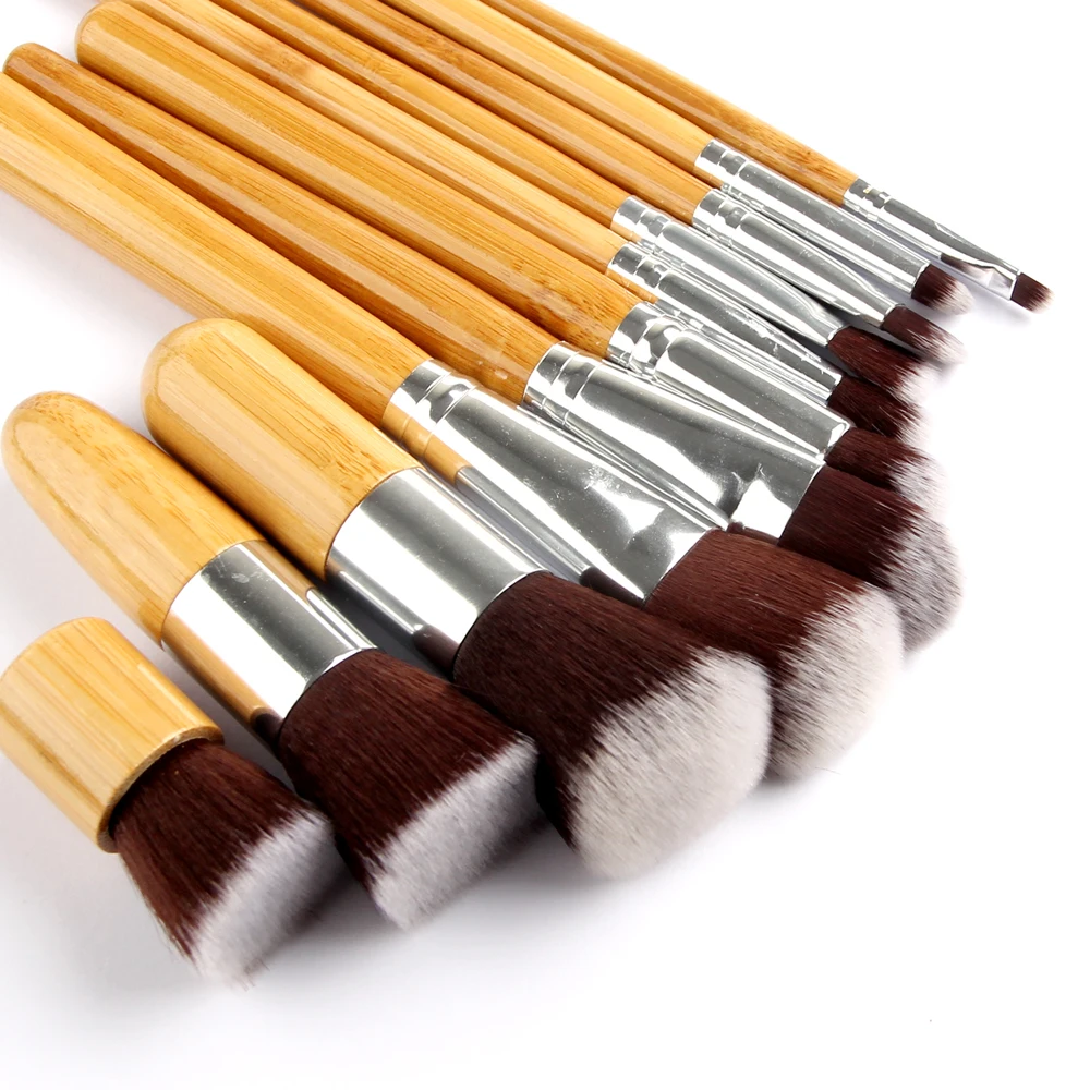 Набор кистей для макияжа с бамбуковой ручкой 11 шт. кисть смешивания тональной
