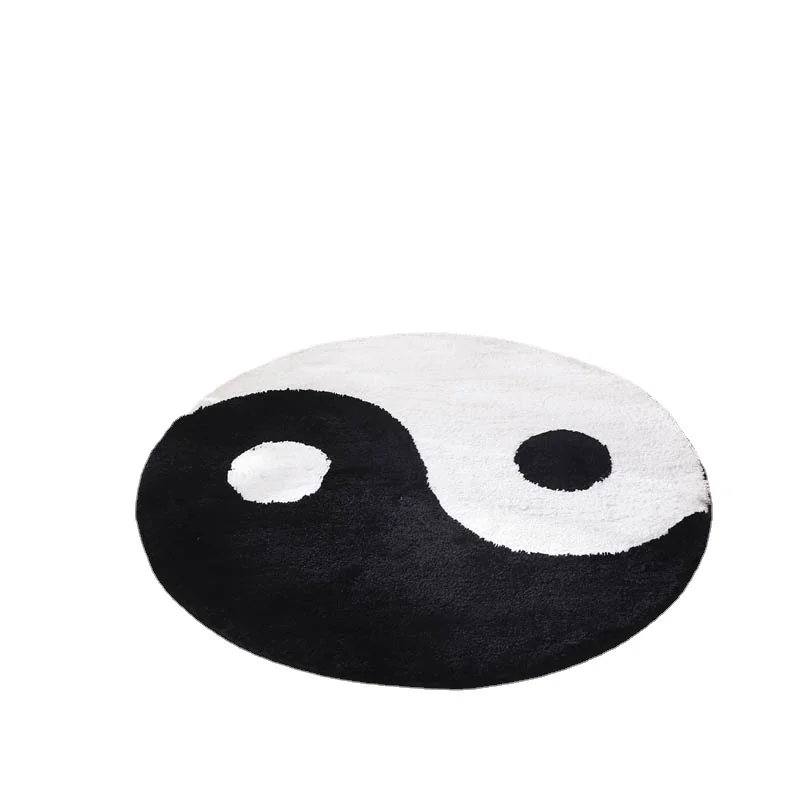 

Tai Chi Tufted Bedroom Mat Non-slip Washable Palor Entrance Area Rugs Water Absorption Soft Doormat Round Tapis Small Fluffy Rug