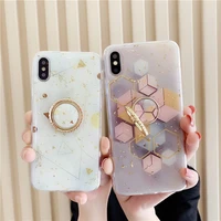 luxury geometric phone case holder stand marble case for iphone 11 pro max se 2 x xs 7 8 plus back cover silicon phone coque