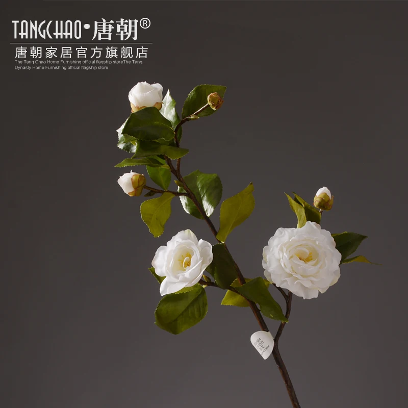 

Искусственный цветок чайного дерева в американском стиле для гостиной, искусственный цветок, украшение для дома, цветок камелии, композици...