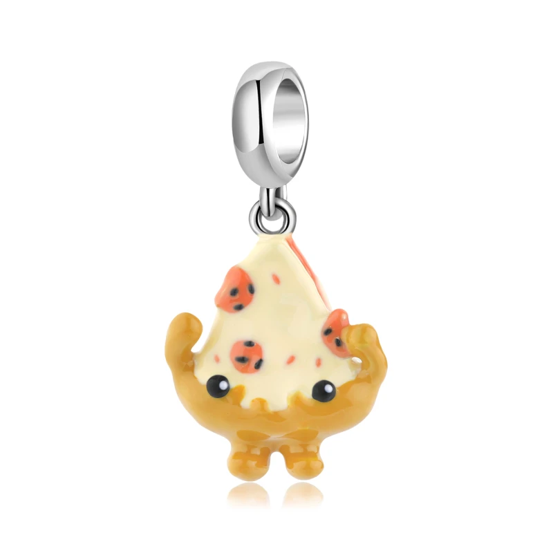 

LYNACCS Delicious Food Pizza Wizard Pendant 925 Silve Charms Fit Pandora Bracelet Exquisite handmade enamel Original jewelry