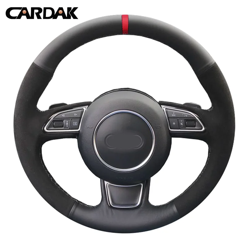 

CARDAK Leather car steering wheel Cover For Audi A3 A4 A5 A6 A7 Allroad RS 7 2014 2015 S6 S7 2013-2018 S8/Steering-Wheel Braid