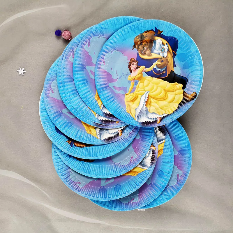 Красота и чудовище тема Дети сувениры украшения день рождения тарелки скатерть