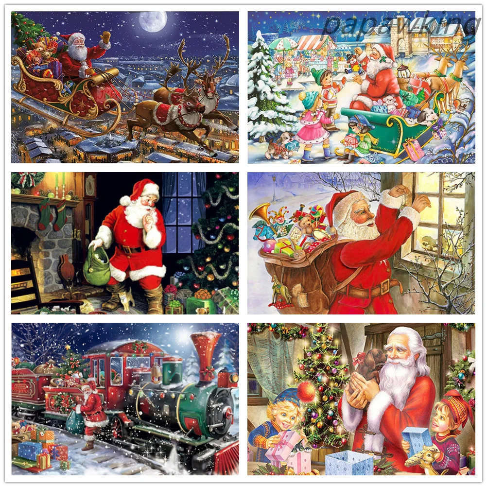 

DIY Christmas Diamond Painting Cartoon Full Sticker Drill Cartoon Santa Claus Cross Stitch Christmas Embroidery Home Decoration