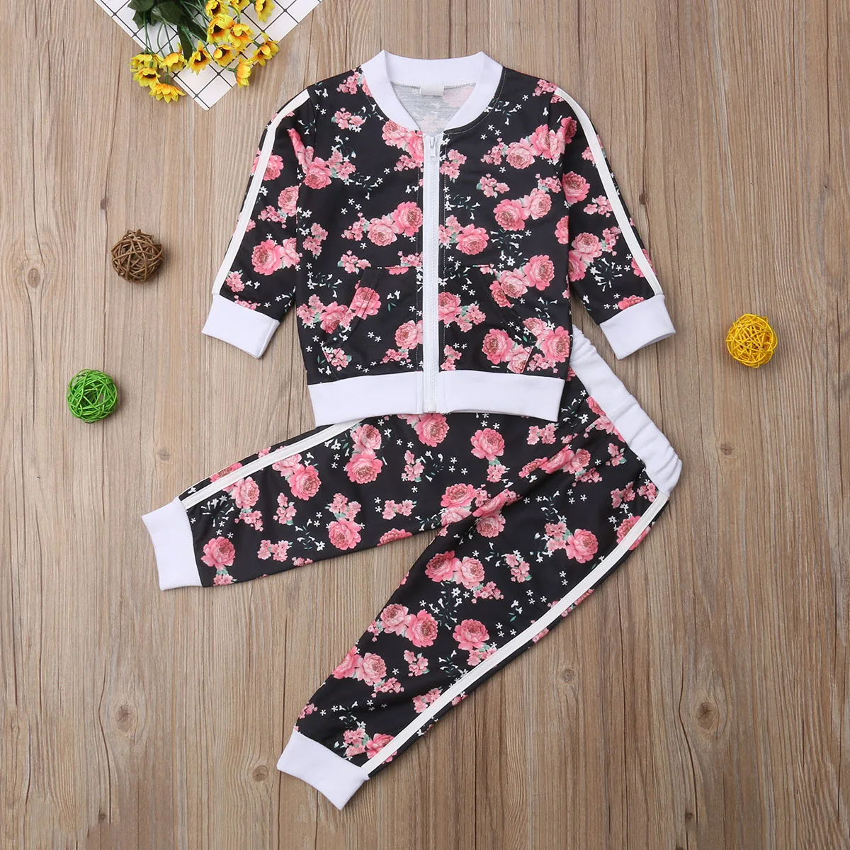 

Baby Kids Clothing Set Toddler Girls Tracksuit Floral Sweatshirt Tops + Pants 2PCS Girls Auumn Outfits 2-7Years