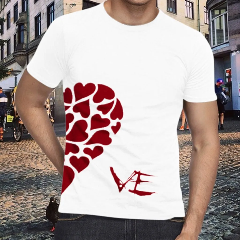 Мужские парные футболки для влюбленных на День святого Валентина с коротким