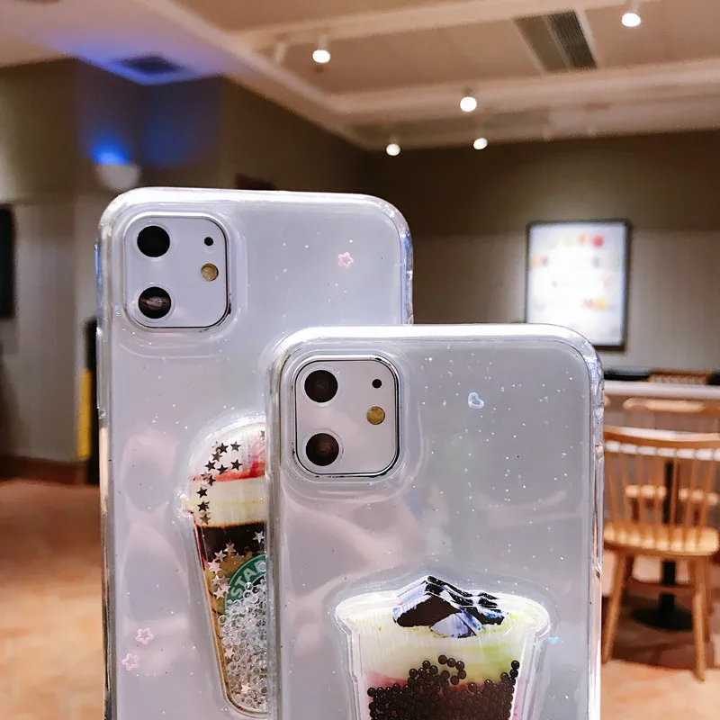 Блестящий Прозрачный чехол для телефона iPhone 11 Pro Max X XR Xs с блестящими листьями