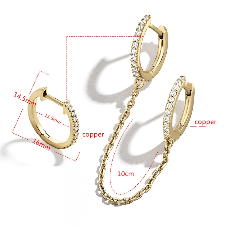 1 Pcs Gothic Punk Handcuff Chain Earrings Real Crystal Rhinestone European Stud Link For Women/Girl | Украшения и аксессуары