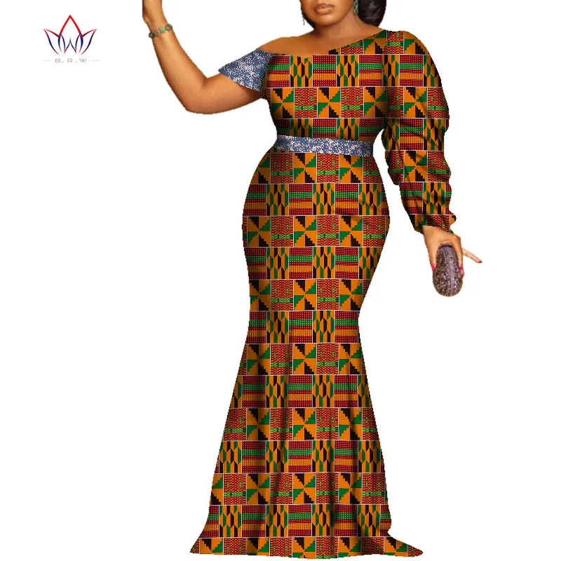

Bazin Riche African Print Elegant Evening Long Dresses Dashiki African Dresses for Women African Clothes Women Dresses WY7197
