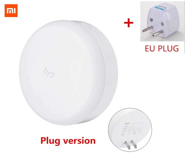 Plug version EU Перезаряжаемый) Xiaomi Mijia Yee светильник светодиодный коридор ночной Светильник Магнитный инфракрасный пульт дистанционного управления датчик движения тела светильник умный дом лампа - Цвет: Plug version EU