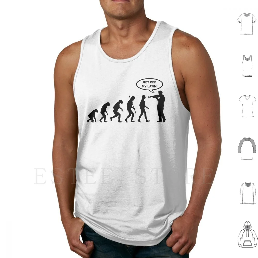 

Get Off My Lawn ( Gran Torino ) Evolution-Black Tank Tops Vest Cotton Evolution Human Evolution Human Evolución Evolución