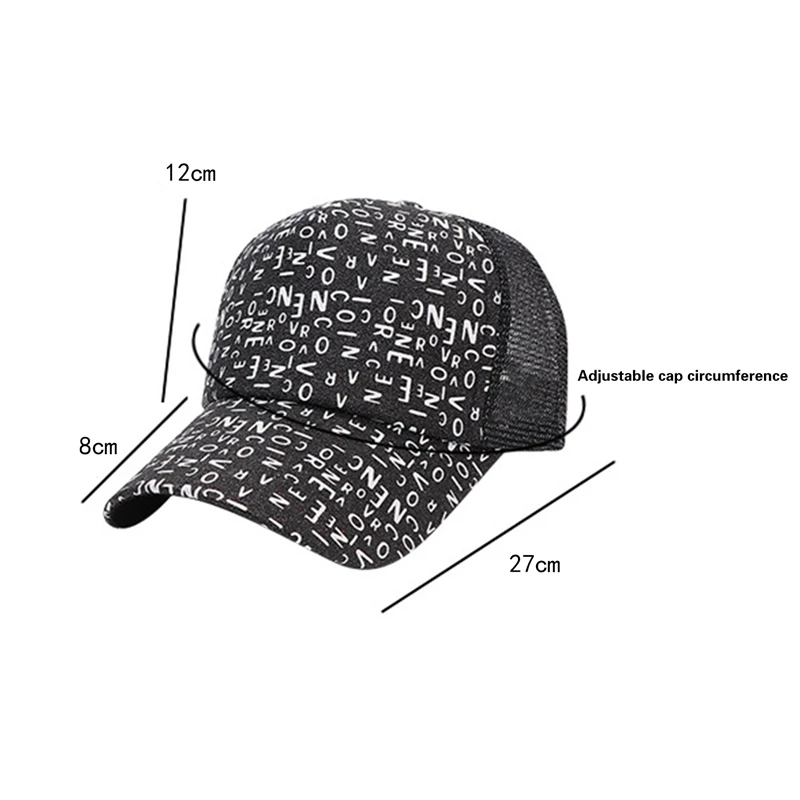 

Women's Summer Letters Printed Net Baseball Cap Outdoor Breathable Baseball Cap Sun Protection hat Fashion Sports Hip-hop Caps