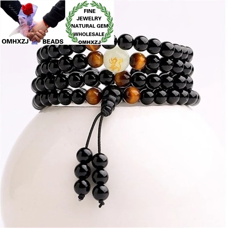 

OMHXZJ оптовая продажа ZB370 6 мм модные вечерние браслеты на день рождения, свадебный подарок, натуральный камень, изящный обсидиан, знаки зодиак...