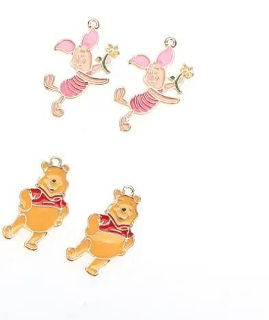 10 шт. милый мультфильм свиней желтый медведь ожерелье цепочка для ключей Эмаль