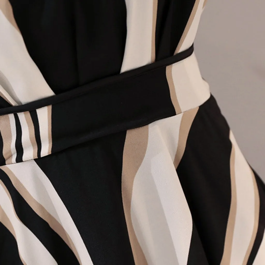 

Fashion Women O Neck Short Sleeve Print Belt Long Dress Office Business Dress Summer Knee Length Dress With Belt Plus Size