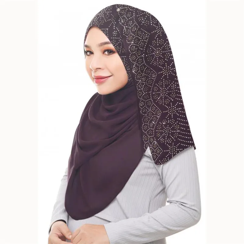 Новинка 2021 стразы hijab шарф Мусульманский Женский Блестящий шифоновый платок