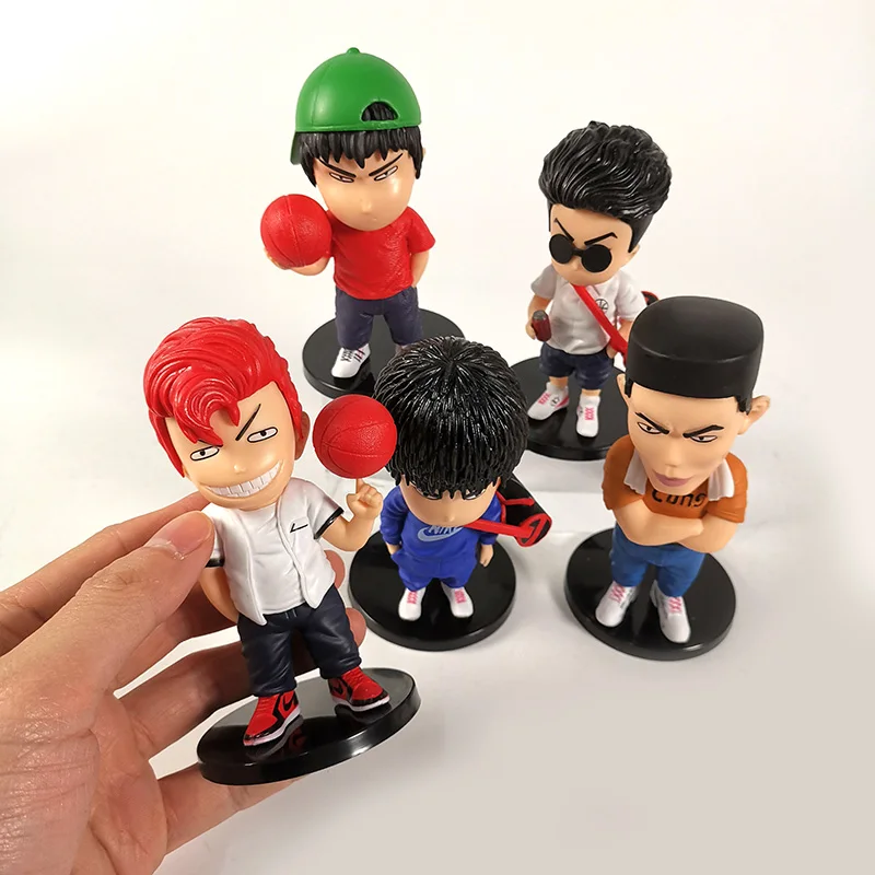 

Slam Dunk Hanamichi Sakuragi Rukawa Kaede Mitsui Hisashi Miyagi Ryota Akagi Takenori PVC Figures Toys Q Version Dolls 5pcs/set