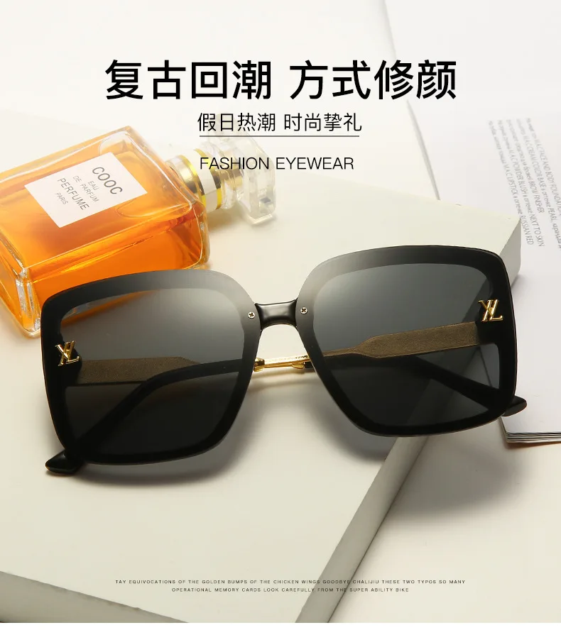 

2021 Vintage Oversize Square Sunglasses Women Luxury Brand Big Frame Women Sun Glasses Black Fashion Gradient Female Glasses