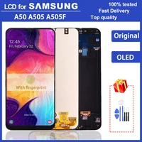 6 4 original super amoled lcd display for samsung galaxy a50 a505 sm a505fnds a50 lcd display touch screen digitizer assembly