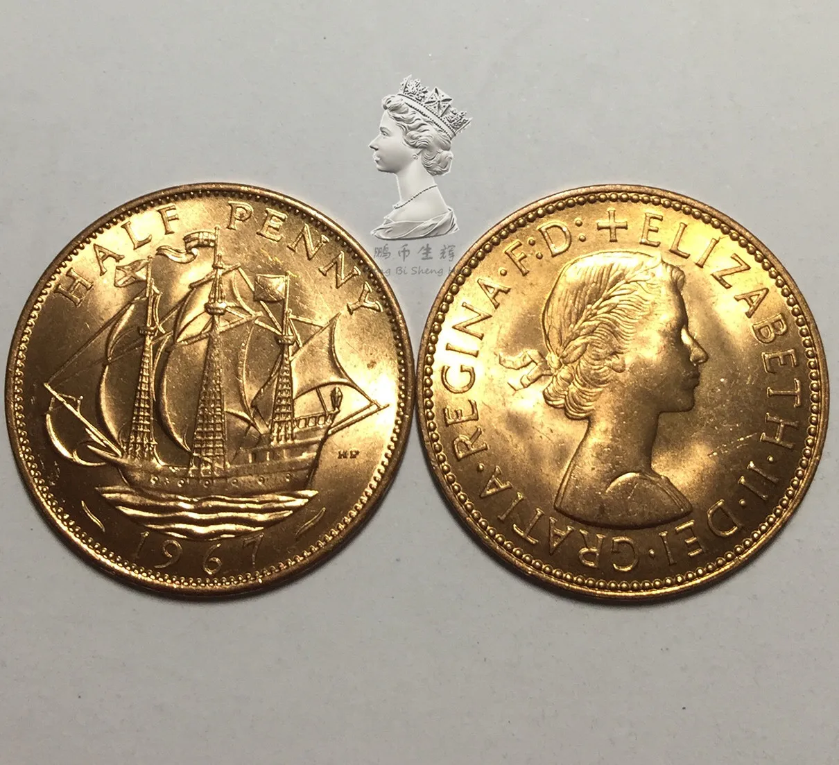 Британский корабль 1967 1/2 Pence новые оригинальные монеты Unc подлинные