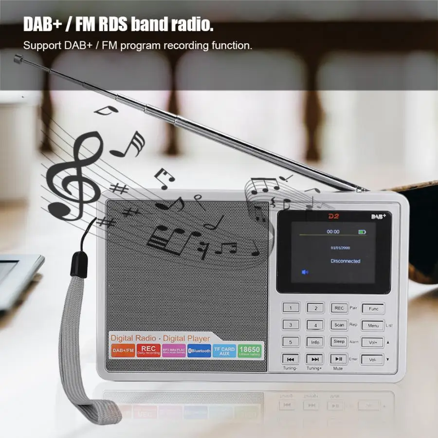DAB + FM (RDS) Bluetooth Радио цветной экран цифровое радио V2.1 TF карта AUX вход портативное