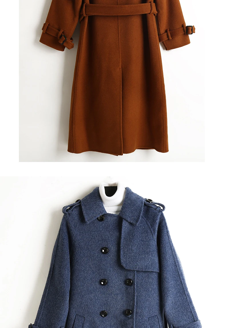 ALKMENE winter new double-faced cashmere coat women's long coat double-breasted woolen coat female cashmere coat