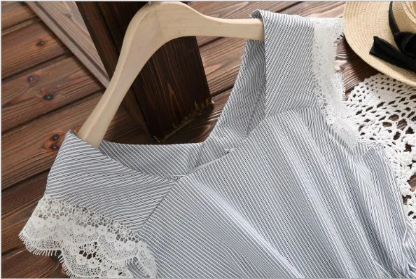 Новый школьный стиль Лето женское мини платье Полосатая туника без рукавов vestidos