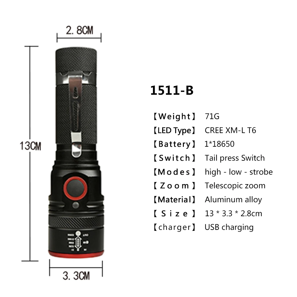 5000LM Led Flashlight USB Rechargeable Flash light with usb XML T6 portable Zoomable Lantern 3-Modes torch for 18650 battery | Лампы и