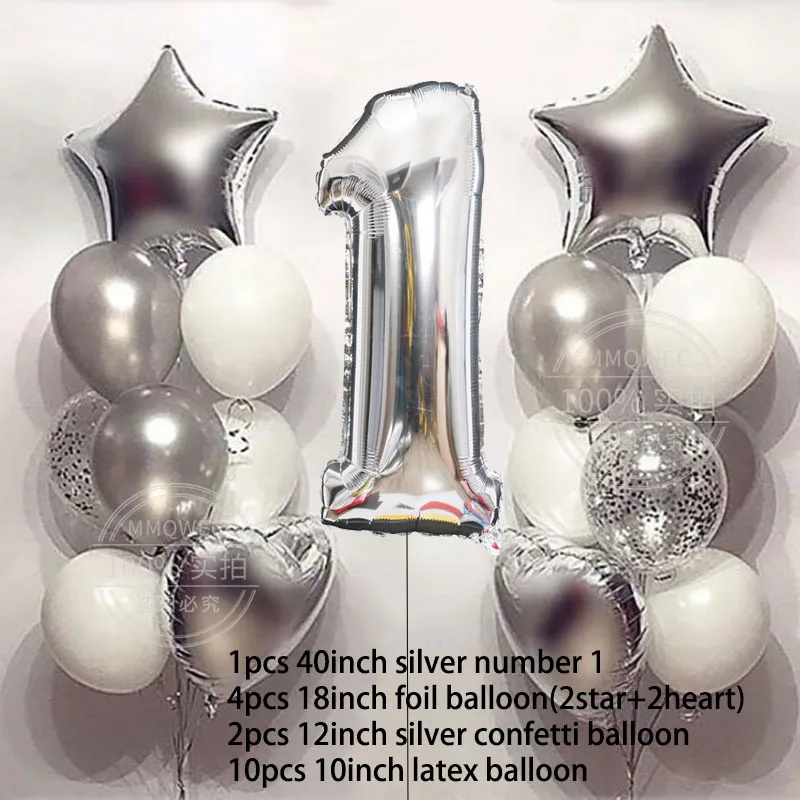 style21 1 комплект воздушные шары на день рождения цифра 1 гелиевые фольгированные шары для мальчиков и девочек от 1 года до 1 года детские вечерние украшения - Цвет: style21