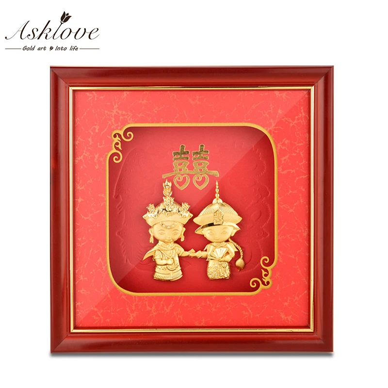

Традиционные китайские картины, Свадебный декор, картины из 24-каратной золотой фольги, постер, Настенная картина для спальни, домашний деко...