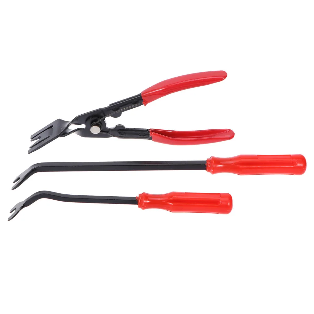 

3pcs Steel Car Door Panel Clips Pliers Repair Tool Kit Disassembly Tool Set (Red)