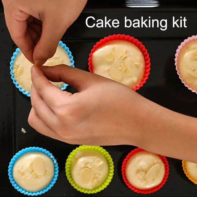 

12pcs/Set Silicone Cake Mold Round Shaped Muffin Cupcake Baking Molds Kitchen Cooking Bakeware Maker DIY Cake Decorating Tools