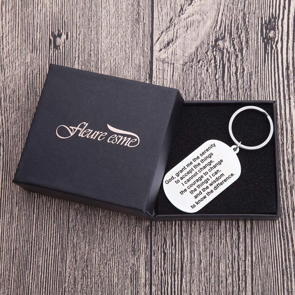 Encouragement Gifts Keychain for Men Women Inspirational Him Her Birthday Religious Jewelry Keyring Serenity Prayer | Украшения и