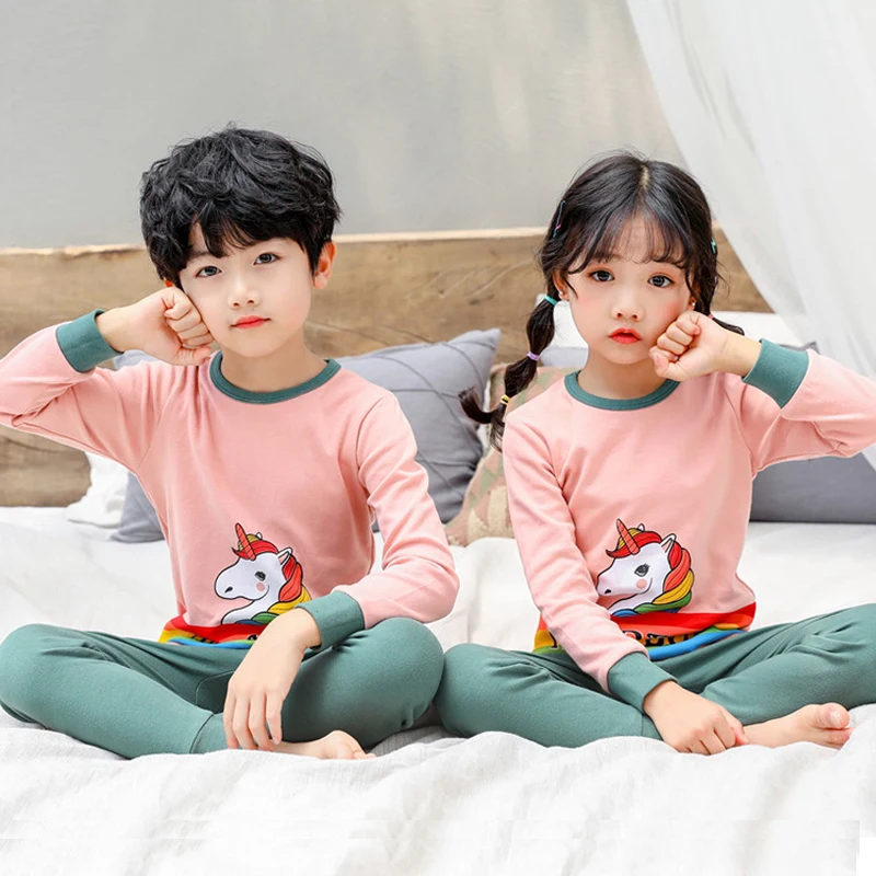 Детские пижамы комплект детской одежды детская одежда для сна с мультяшным