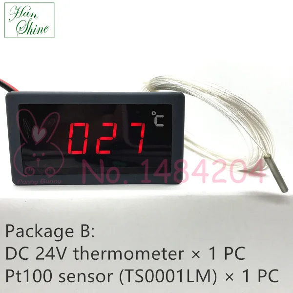 Цифровой термометр-50~ 500C DC24V/12 V/5 V источник питания с датчиком Pt100 красный светодиодный индикатор температуры Pt100 - Цвет: B 24V TS0001LM