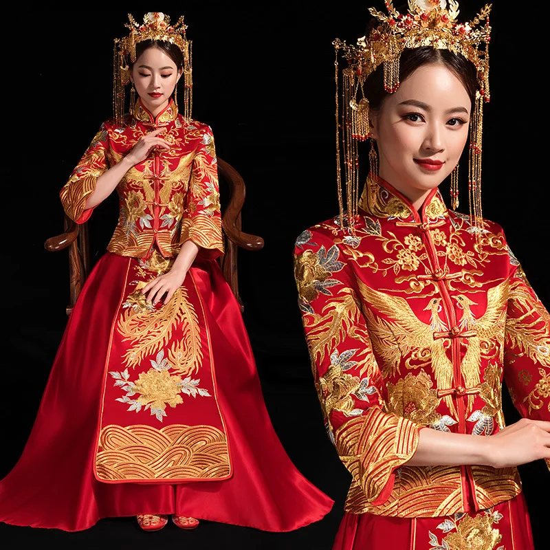 

Новое поступление Cheongsam вышитое платье-чанпао женское платье вечернее платье современный китайский свадебное платье невесты традиции Женс...