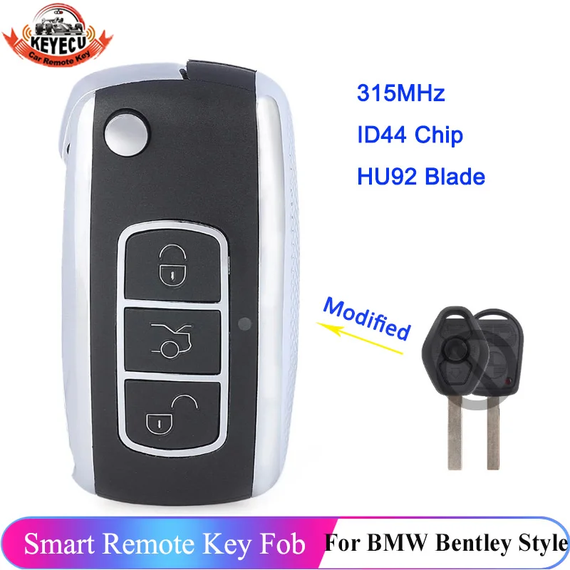 KEYECU Modifed Bentley Стиль Складной флип дистанционный ключ брелок 3 кнопки для BMW Все