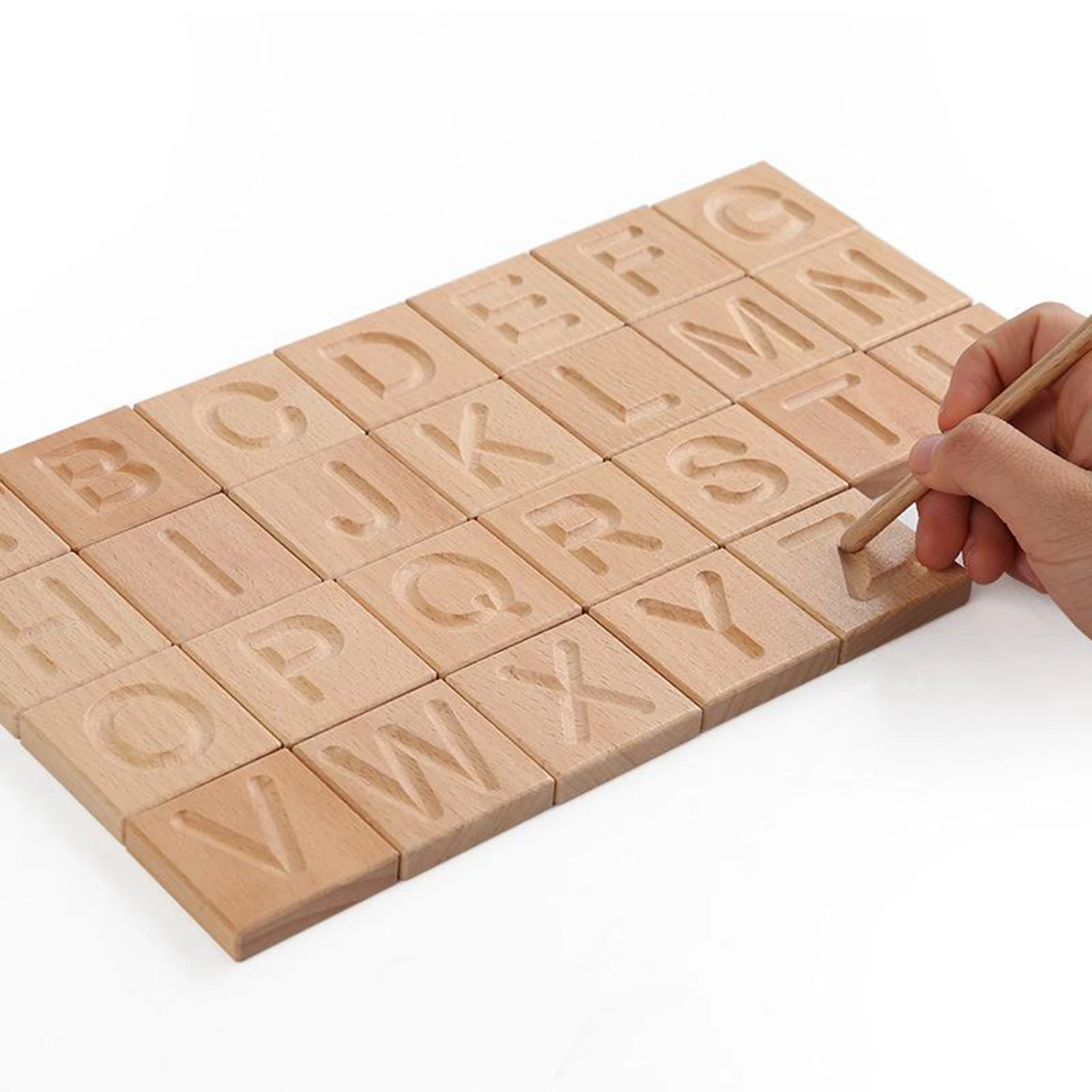 

Wooden Alphabet Tracing Board Learning to Read and Write Development Toys