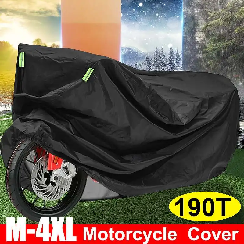 

Всесезонный чехол для мотоцикла 190T, водонепроницаемый пыленепроницаемый чехол с УФ-защитой для автомобиля, крышка от дождя для дома и улицы...