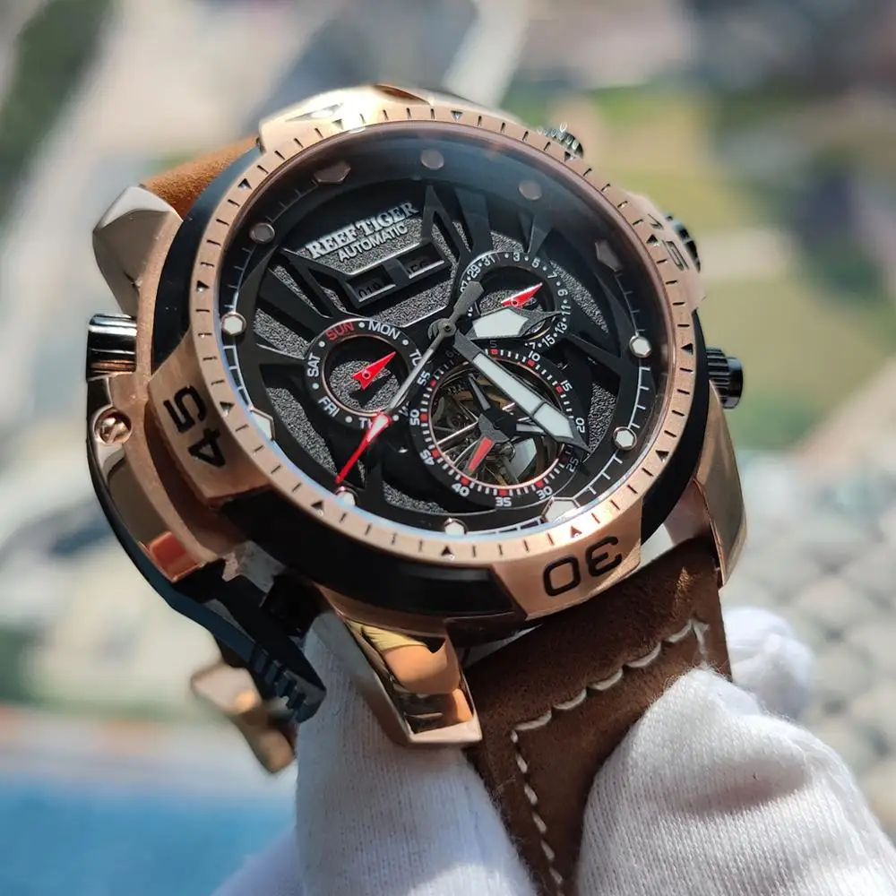 Часы наручные мужские с простым циферблатом и автоматическим ремешком из