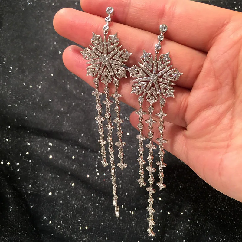 

S925 Silver Needle Extra Long Flower Earrings 210319-02