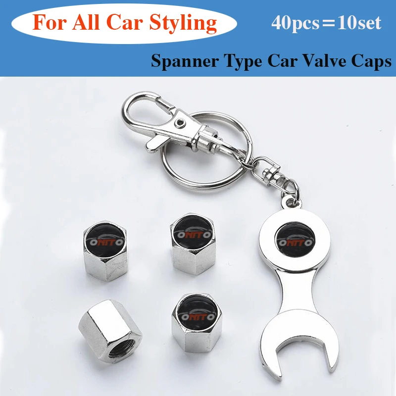 

10set Car Styling Car Rim Tire Valve Caps Dust-proof Spanner Key Ring Accessory For Car Model
