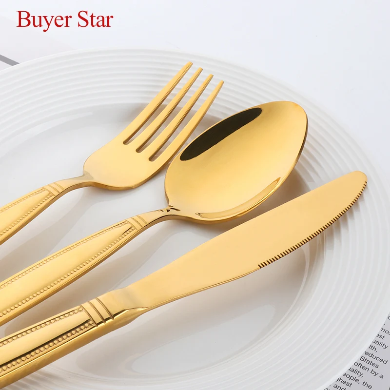 Набор столовых приборов из нержавеющей стали с золотым покрытием 5 шт./компл. | Дом