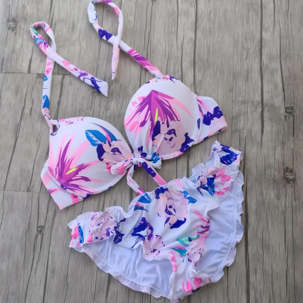 2019 сексуальные бикини с принтом белый без бретелек maillot de bain женские купальники