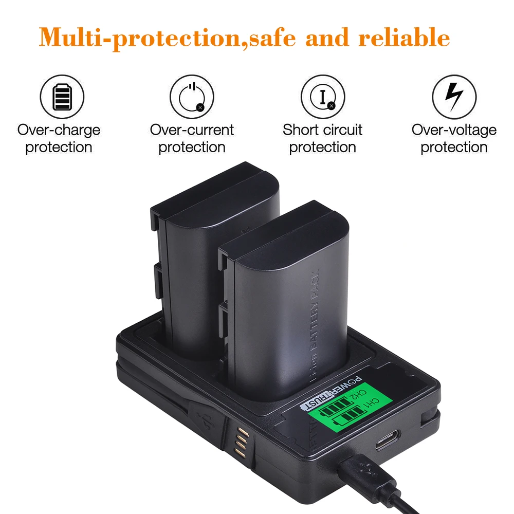 Аккумуляторная батарея 2650 мА · ч и двойное зарядное устройство с ЖК-экраном типа C