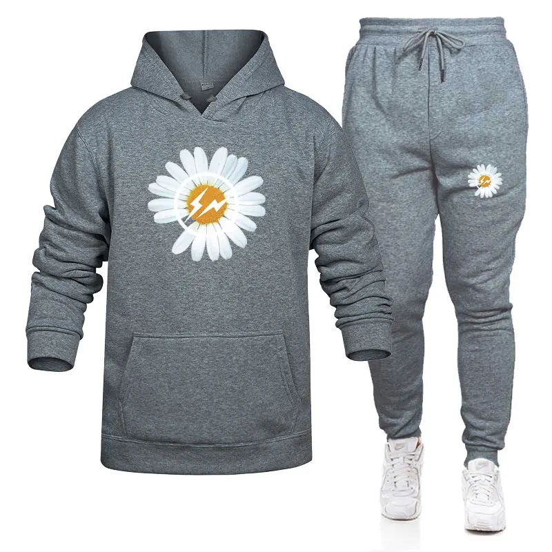 

Fashion Casual Sports Brand Street Lovers Embroidered Hoodie + Casual Pants Running Sports Hoodie Two-Piece Set