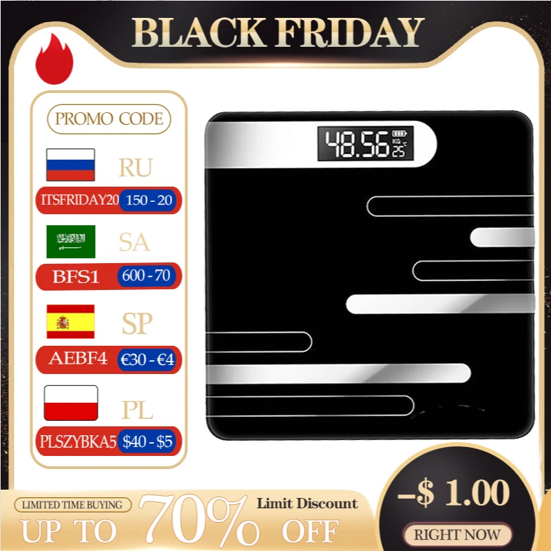 

Body Fat Scale Floor Digital Scale Electronic Bathroom Weight Smart Scale With LED Display Screen BMI Balance For Fitness Health