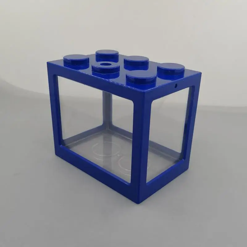 Blue Аквариумная Рыбная чаша мини-рыбка чашка Золотая рыбка банка ультра белые строительные блоки аквариум суперпозиция цилиндр пейзаж seawe - Цвет: Blue